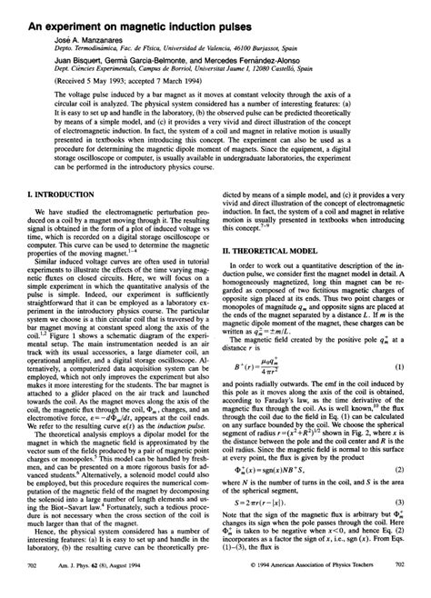 (PDF) An experiment on magnetic induction pulses