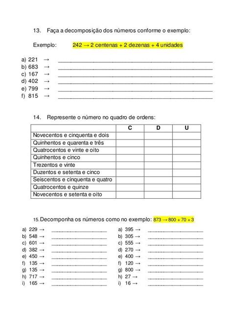 Atividade Matematica Dezena Centena E Unidade Decomposicao In 2024 School Activities Periodic