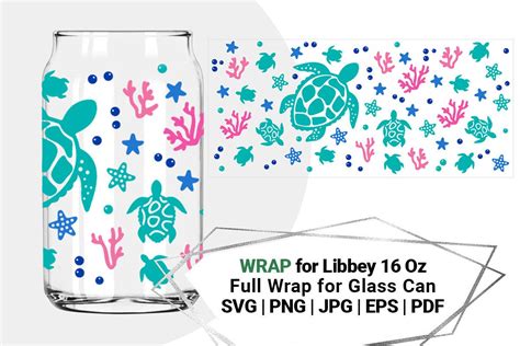 Turtle Wrap Svg For Libbey 16 Oz Can Gl Afbeelding Door Bazarova