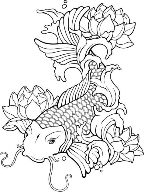 Plantillas Para Tatuajes Del Pez Koi Koi Fish Drawing Fish Drawings