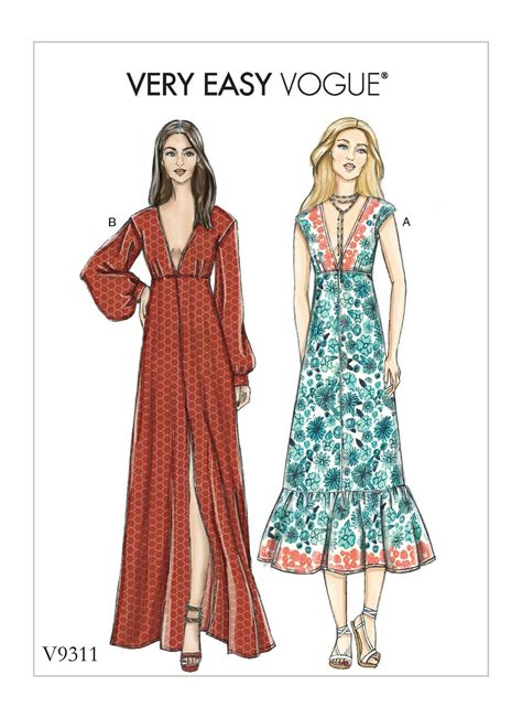 Easy Vogue Sewing Pattern For Women S Dress Maxi Dress Pattern Deep V