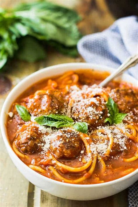 Slow Cooker Spaghetti Meatball Soup Countryside Cravings