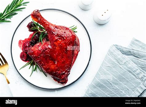 Baked Duck Legs In Cherry Red Wine Sauce With Rosemary Delicacy Dinner