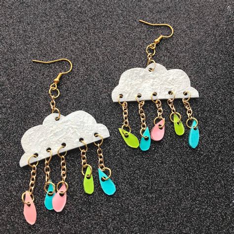 Cloud And Rain Dangle Earrings Drop Boho Earrings Etsy