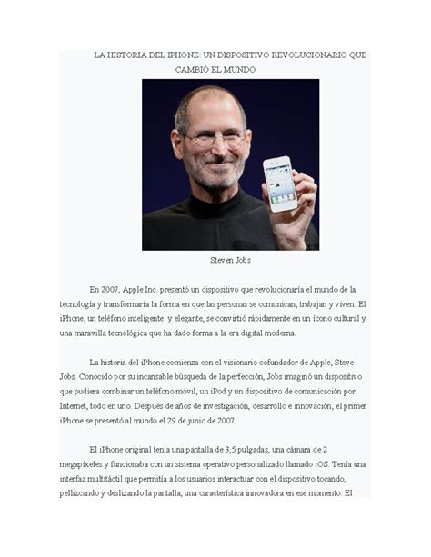 LA Historia DEL Iphone 2024 LA HISTORIA DEL IPHONE UN DISPOSITIVO