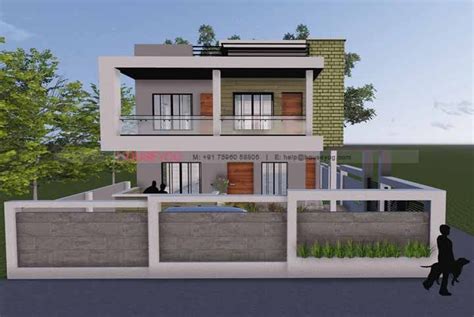 Bhk Bungalow House Plan With Front Elevation Design Hp