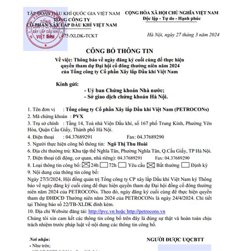 Thông báo Quan hệ cổ đông