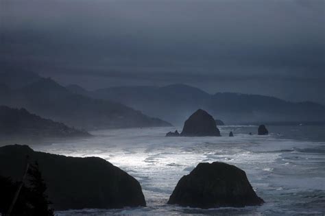 Small And Brief Opening Of The Sky On A Dark Day On The Oregon Coast