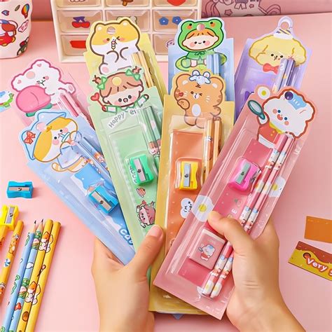 Mt In Pencil Ruler Set Cute Cartoon Student Stationery Set Ruler