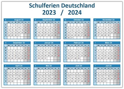 Schulferien Deutschland 2024 Kalender Gussy Katleen