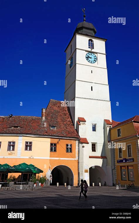 Council Tower Turnul Sfatului Old City Of Sibiu Romania Stock Photo