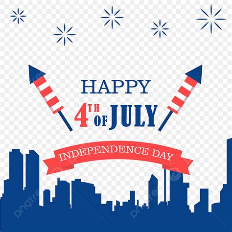 4th July Vector Hd PNG Images 4th Of July With City And Rocket Rousing