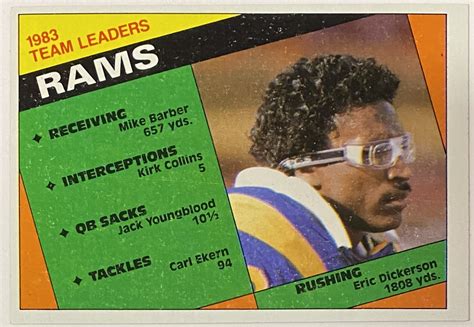 Eric Dickerson 1984 Topps Los Angeles Rams Football Team Rookie Card ...