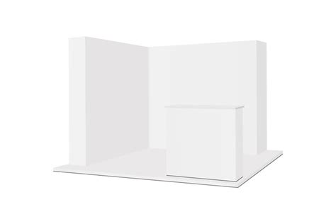 Blank Trade Show Booth Mockup With Demonstration Table