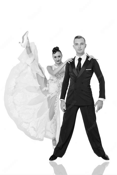 Premium Photo Ballrom Dance Couple In A Dance Pose Isolated On White Bachground