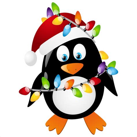 Christmas Penguin With Lights Window Cling Christmas Penguin Christmas Lights Clipart