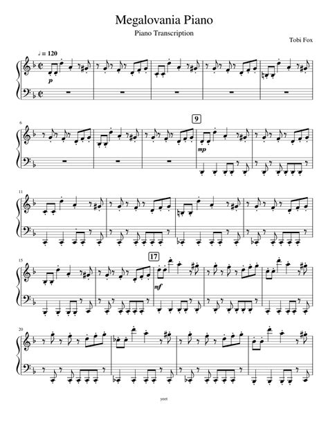 Megalovania Piano Sheet Music For Piano Solo