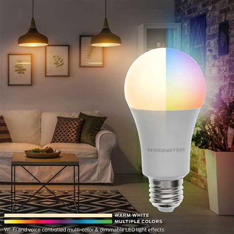 Smart Wifi Multi Color Warm White LED A19 E26 Light Bulb Monster