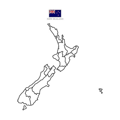 Premium Vector | New Zealand contour vector map with state flag in ...