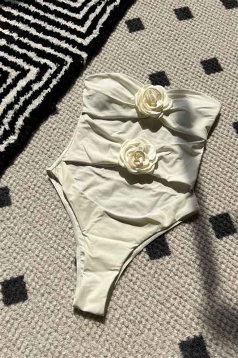 Sexy Floral Decor Off Shoulder CutOut One Piece Bikini Reflex Garments