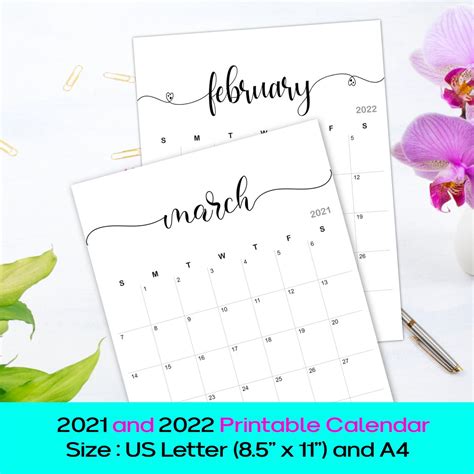 Printable Calendar 2021-2022 Planner Calendar Planner - Etsy