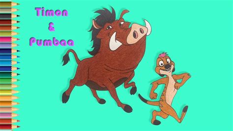 How To Draw Timon And Pumbaa The Lion King S With Pencil And Colors