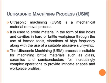 Ultrasonic machining process (USM) | PPT