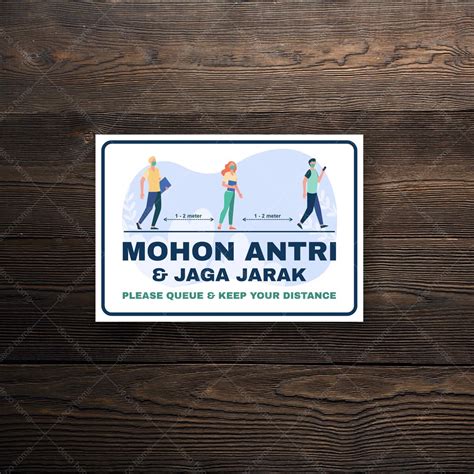 Jual Sticker Waterproof Mohon Antri Dan Jaga Jarak Shopee Indonesia