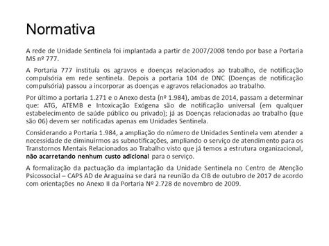 Implantação de Unidade Sentinela TRANSTORNO MENTAL RELACIONADO AO