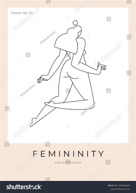 Contemporary Modern Poster Woman Silhouette Nude Stock Vector Royalty