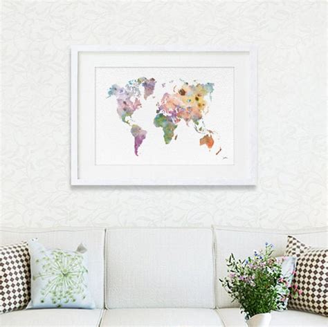 Colorful World Map Art Watercolor Painting Extra Large Art - Etsy