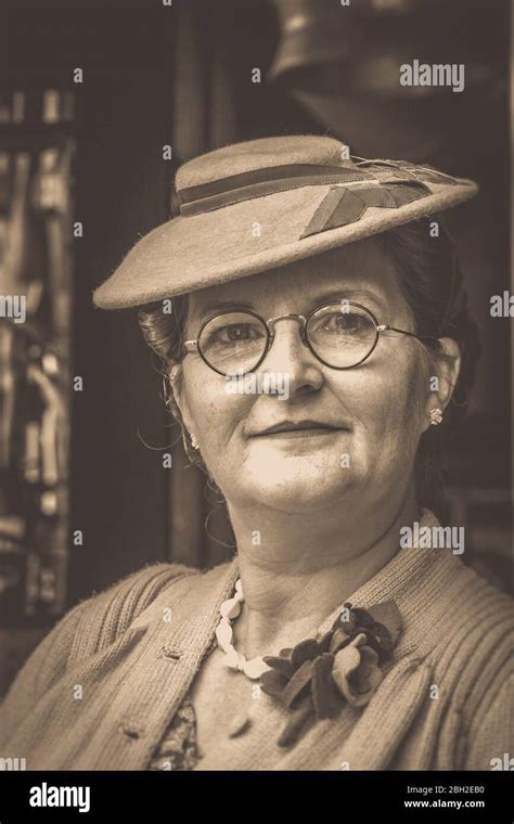 Old Fashioned Vintage Sepia Front Portrait Of Woman Smartly Dressed In