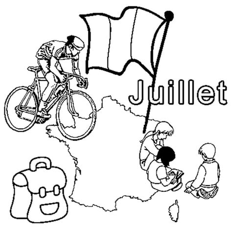 Coloriage Juillet en Ligne Gratuit à imprimer