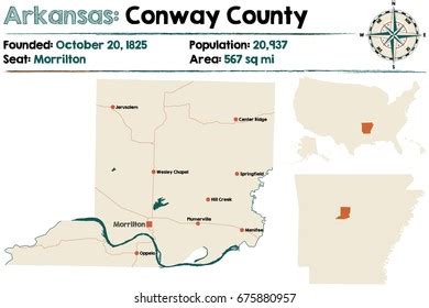 Large Detailed Map Conway County Arkansas Stock Vector (Royalty Free ...