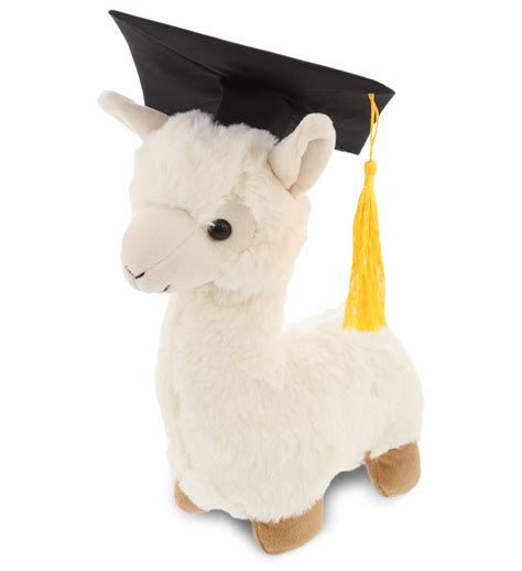 Dollibu White Llama Graduation Plush Toy Graduation Stuffed Animal