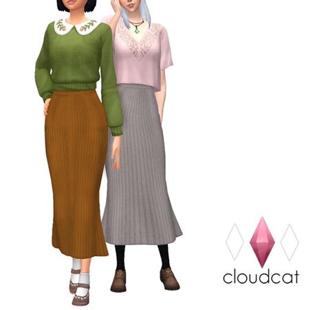 Incheon Long Skirt Separated Cloudcat Sims Clothes