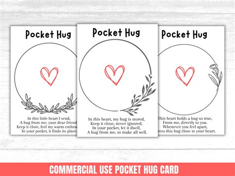 Pocket Hug Template Printable Card for Pocket Hug Pocket Hug Heart Card