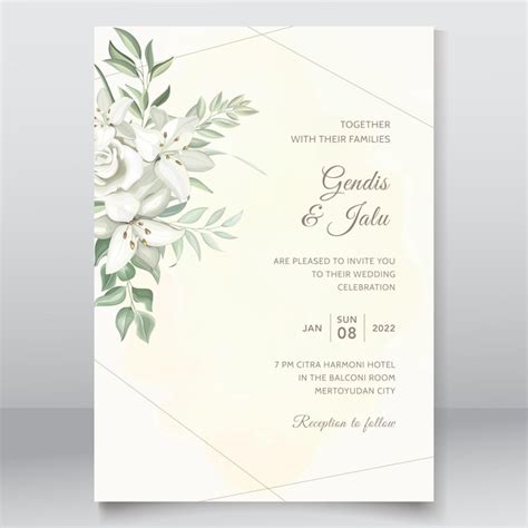 Premium Vector Greenery Wedding Invitation Card Template With Hand