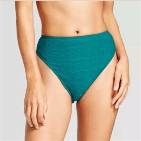 New Women S Textured High Leg High Waist Bikini Bottom Mossimo Size Xl