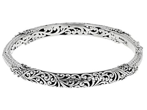 Sterling Silver Filigree Hinged Bangle Bracelet Silver Jewelry