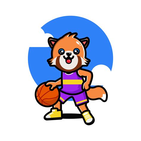 Happy cute red panda playing basketball 12800591 Vector Art at Vecteezy