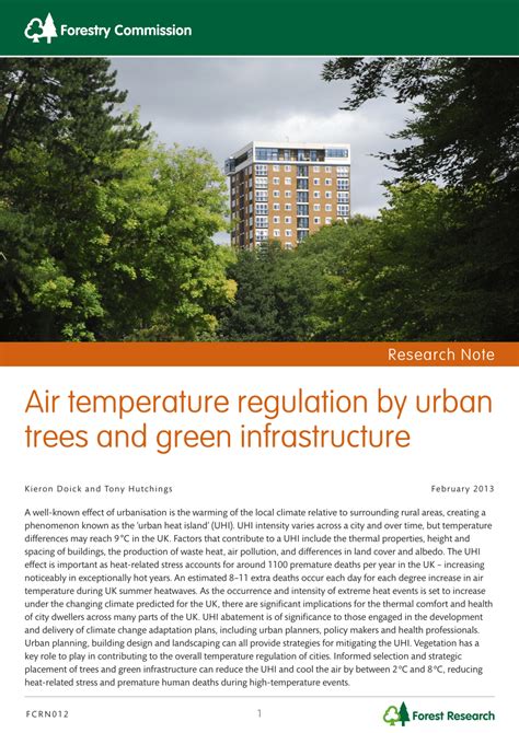 (PDF) Air temperature regulation by urban trees and green infrastructure