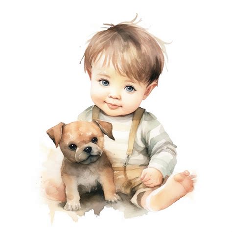 Premium Photo Adorable Baby On Watercolor Illustration