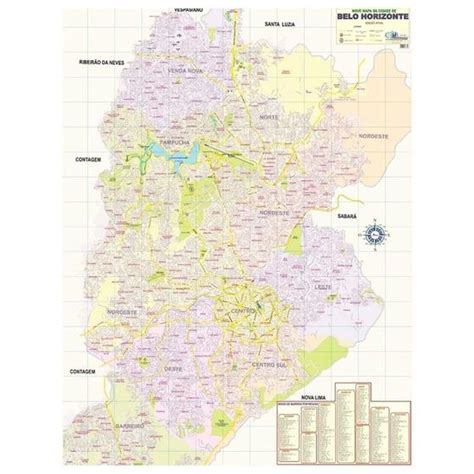 Mapa De Belo Horizonte - Mapa da Cidade de Belo Horizonte Edição Atual 120x90 - Multimapas ...