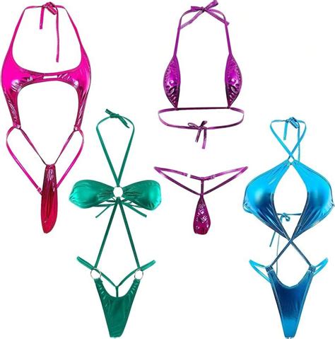 Zhanmai 4 Pcs Womens G String Thong Bikini Stripper Outfits Women S Stripper Outfits Exotic Sets