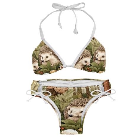 Hedgehog Detachable Sponge Adjustable Strap Bikini Set Two Pack Swimwear For Two Beach