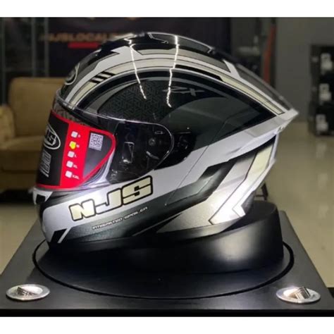 HELM NJS ZX1 SPECTER WHITE SILVER DOUBLE VISOR FULLFACE NJS ZX 1