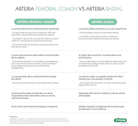 Arteria femoral común vs arteria radial Campus Vygon