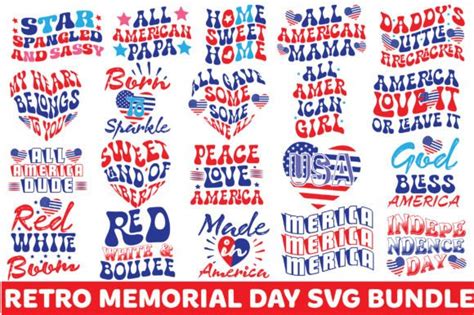 Retro Memorial Day SVG Bundle Graphic By MightyPejes Creative Fabrica