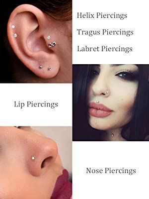 Amazon Fibo Steel G Forward Helix Monroe Labret Lip Nose Studs